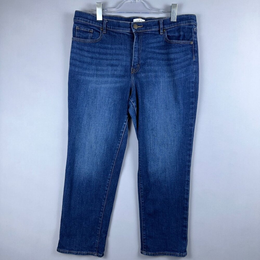 Loft Outlet Cropped Boyfriend Jeans Women's Size 14 Petite Medium Wash Blue